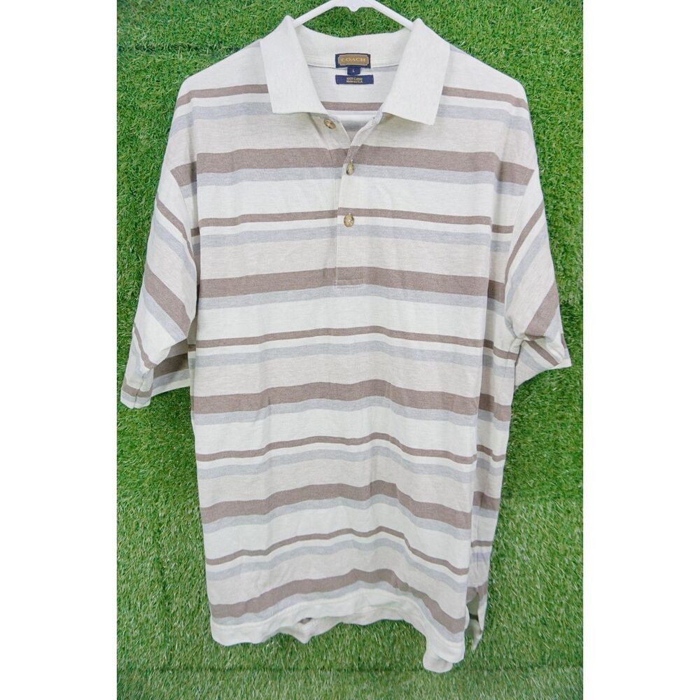 Coach 100% Cotton Vintage Striped Polo - Men's Size L